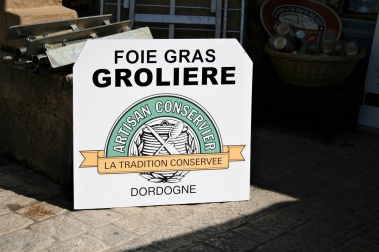 A sign advertising foie gras in Sarlat-la-Canéda