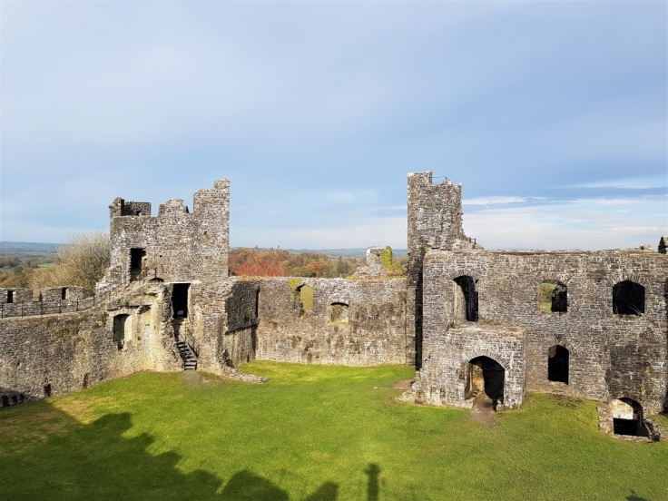 View of the inside of Dinefwr Castle from the ramparts