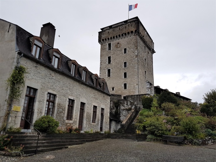 One of the stone buildings and the keep that make up the Chateau-Fort at Lourdes